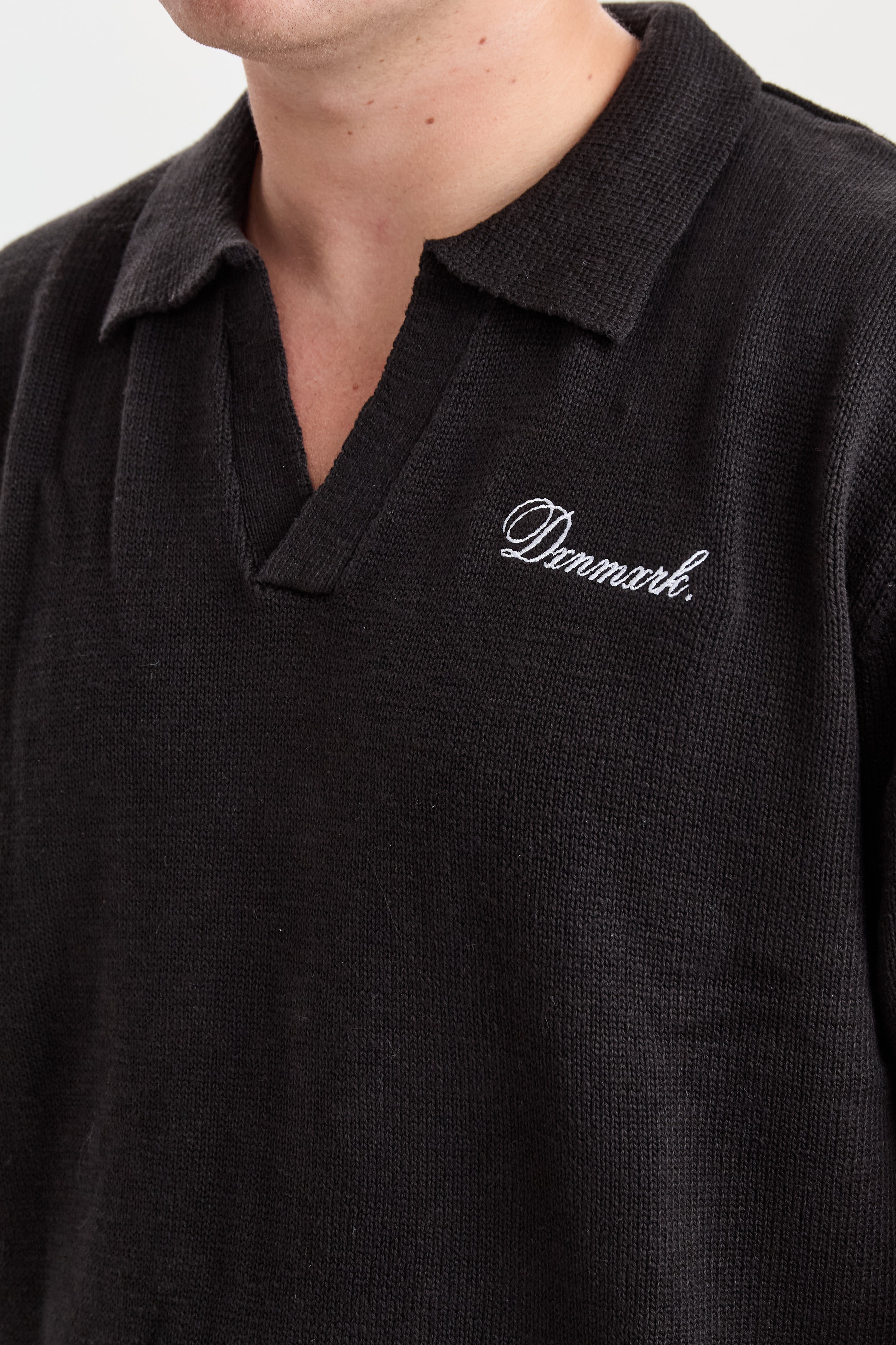 DXHakki Black Knitted Polo